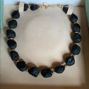 NWOT Packards 14k gold and black stone necklace